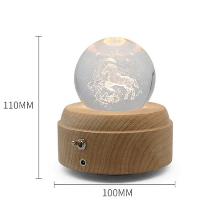 Girl Bedside Lamp Crystal Ball Wooden Base Music Box Charging Glow Rotating Night Light, Random Music(Christmas Tree) - Novelty Lighting by buy2fix | Online Shopping UK | buy2fix