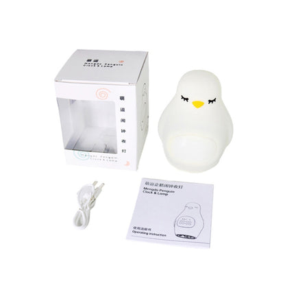 Creative Multifunctional Penguin Silicone Cute Beans Wake Children Sleeping LED Electronic Alarm Clock(Yellow Light) - Novelty Clock by buy2fix | Online Shopping UK | buy2fix