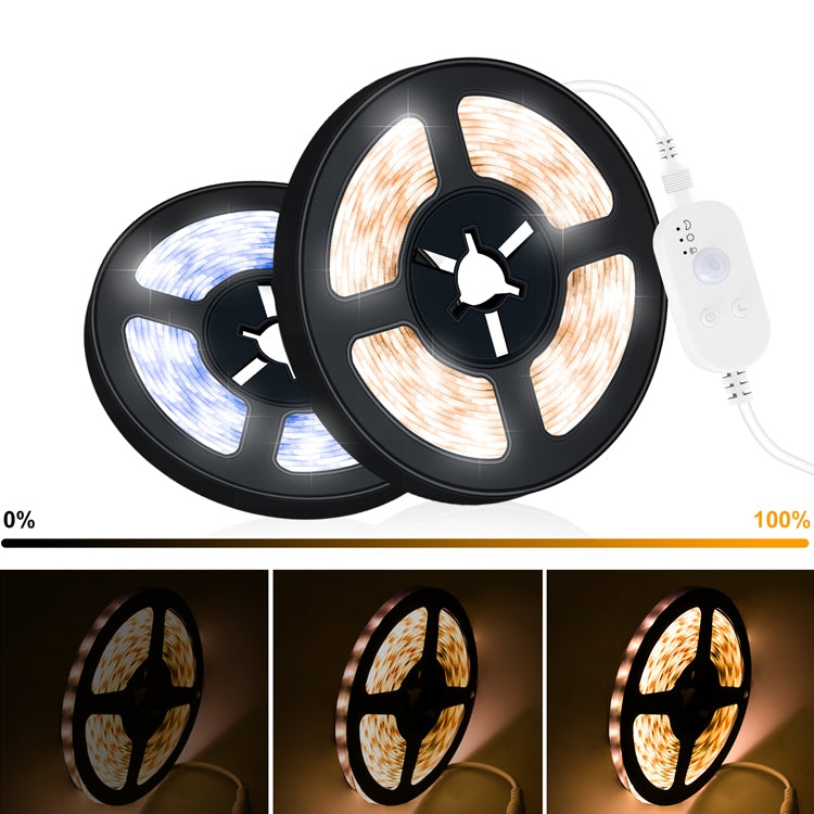 LED Light Strip USB Human Intelligent Induction Waterproof Light Strip 2835 Patch Cabinet Wardrobe Soft Light Strip 5m(6500K Cold White) - Sensor LED Lights by buy2fix | Online Shopping UK | buy2fix