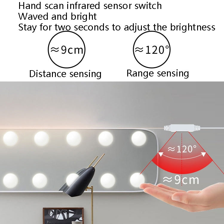LED Makeup Lamp Mirror Front Beauty Fill Light Hand Sweep Sensation Lamp, Power source: 14 Bulbs - Sensor LED Lights by buy2fix | Online Shopping UK | buy2fix