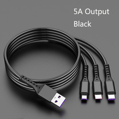 2 PCS ZZ034 USB To 8 Pin + USB-C / Type-C + Micro USB 3 In 1 Fast Charging Cable, Style: 5A Super Fast-Black - Multifunction Cable by buy2fix | Online Shopping UK | buy2fix