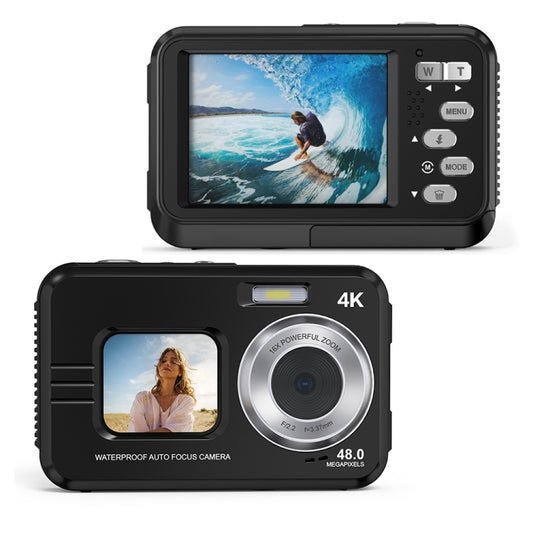 WDC901 3.5m Waterproof 48MP HD Dual Screen Outdoor Sports Digital Camera EU Plug(Black) - Children Cameras by buy2fix | Online Shopping UK | buy2fix