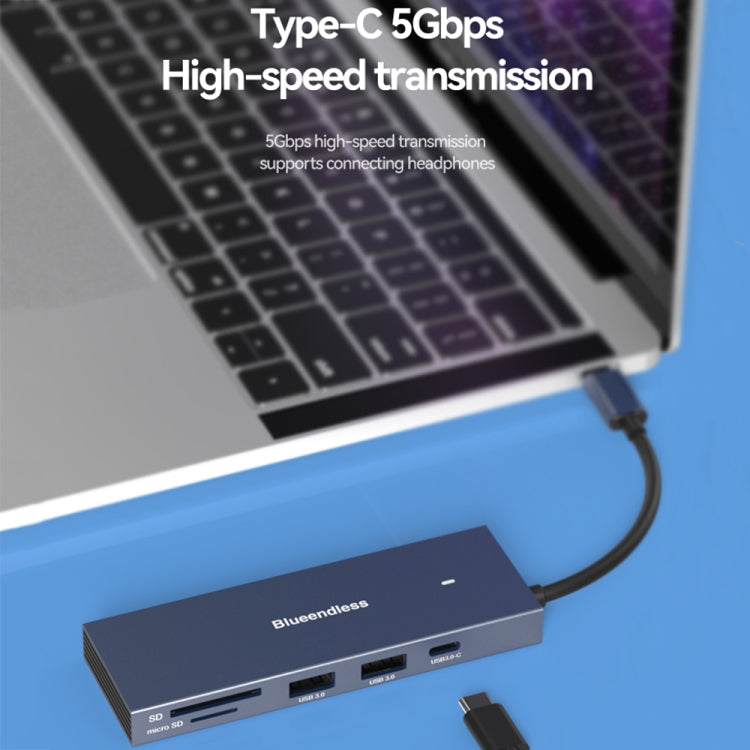 Blueendless 4K60Hz + Data Port Type-C Docking Station USB3.0 Splitter, Spec: 7-in-1 Card Reading Pink - USB HUB by Blueendless | Online Shopping UK | buy2fix