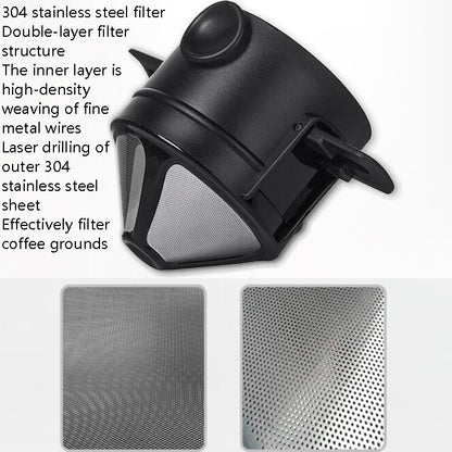 Coffee Filter Travel Convenient Foldable Double Filter(Black) - Coffee Tools by buy2fix | Online Shopping UK | buy2fix