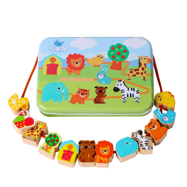 Wooden Toys Baby DIY Toy Cartoon Fruit Animal Stringing Threading Wooden Beads Toy(Animal) - Early Education Toys by buy2fix | Online Shopping UK | buy2fix