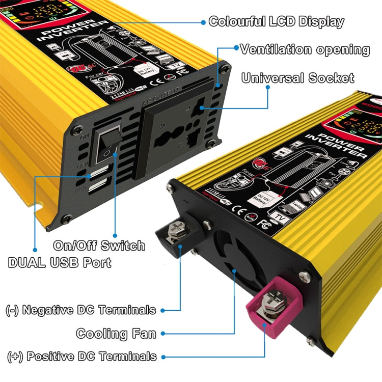 Tang 3 Generations Home Solar Generator Inverter+30A Controller+18W 12V Solar Panel, Specification: Yellow 12V To 220V - Modified Square Wave by buy2fix | Online Shopping UK | buy2fix