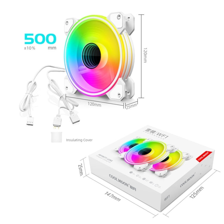 COOLMOON 12cm Infinity Lens Computer Cooling Fan PWM ARGB Chassis Cooling Fan(White) - Fan Cooling by COOLMOON | Online Shopping UK | buy2fix