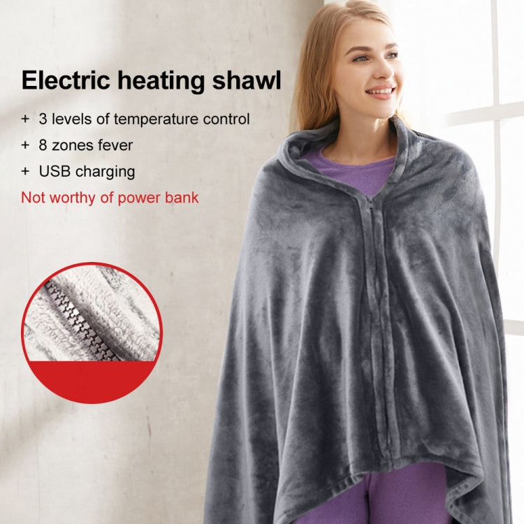 3-speed Temperature Control 8-zone Heating USB Electric Shawl Electric Blanket 150 x 85cm(Gray) - Electric Blankets by buy2fix | Online Shopping UK | buy2fix