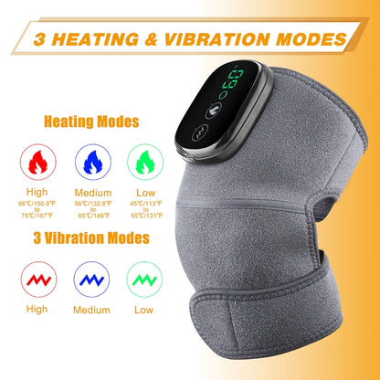 Electric Heating Therapy Knee Massager Vibration Massage Knee Pad(Gray) - Massage & Relaxation by buy2fix | Online Shopping UK | buy2fix