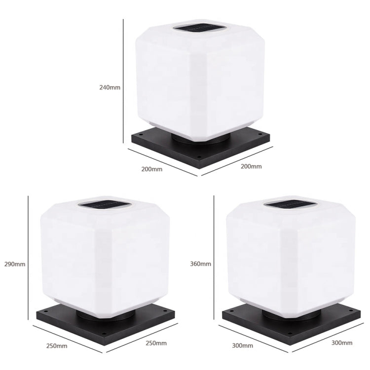 003 Solar Square Outdoor Post Light LED Waterproof Wall Lights, Size: 25cm (Tricolor Light) - Solar Lights by buy2fix | Online Shopping UK | buy2fix