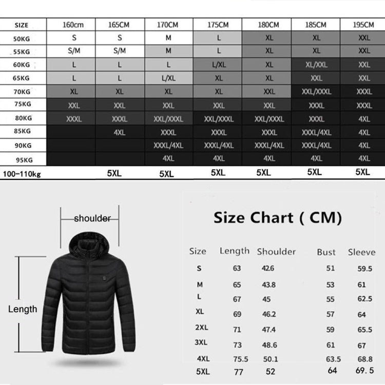 19 Zone 4 Control Black USB Winter Electric Heated Jacket Warm Thermal Jacket, Size: XXXL - Down Jackets by buy2fix | Online Shopping UK | buy2fix