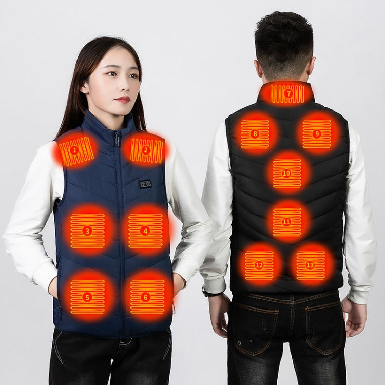 13  Area Double Control Black USB Electric Heating Undershirt Intelligent Warm Vest(6XL) - Down Jackets by buy2fix | Online Shopping UK | buy2fix