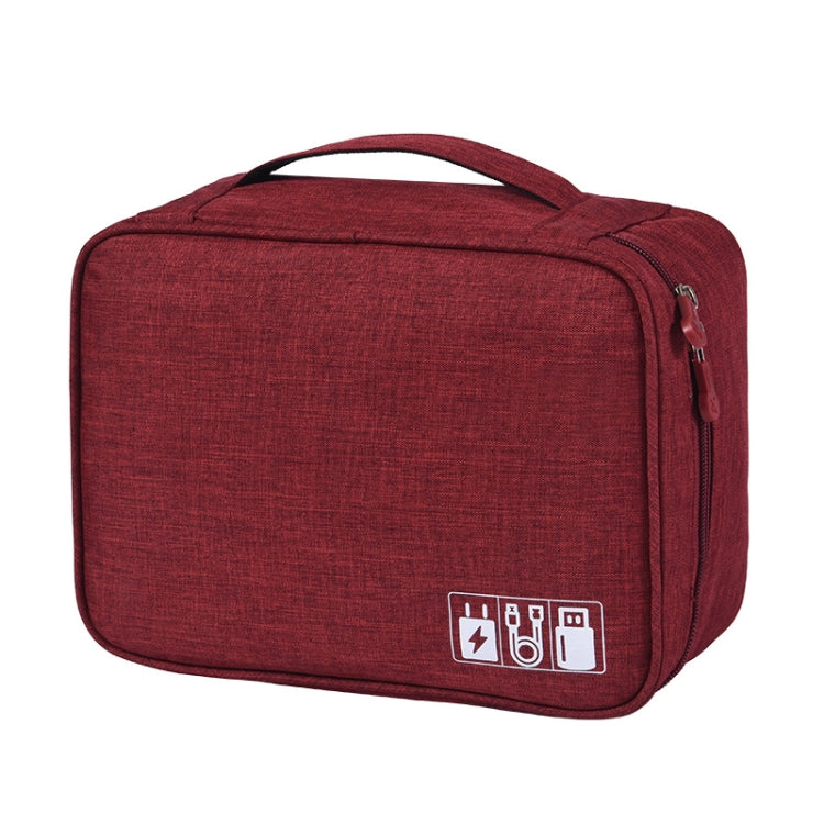 RH917 Data Cables Storage Bags Cationic Polyester Multifunctional Digital Bag(Wine Red) - Digital Storage Bag by buy2fix | Online Shopping UK | buy2fix