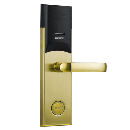 LOCSTAR  8088 RFID Card +Mechnical Key Unlock Hotel Door Lock(Gold) - Door Lock by LOCSTAR | Online Shopping UK | buy2fix