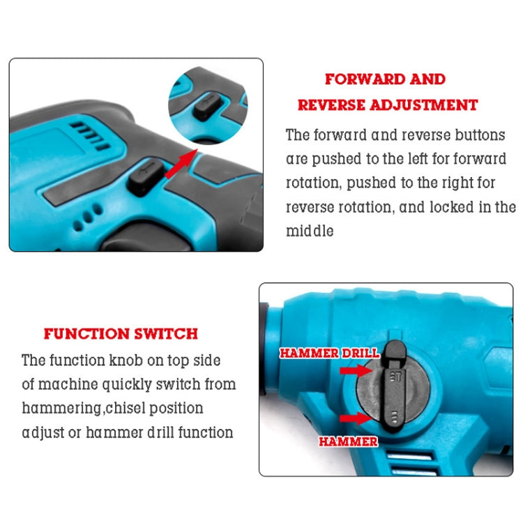 HILDA 12pcs /Set Li-Ion Power Hammer Electrical Impact Drill, Model: 1 Battery+1 Charger EU Plug - Drill & Drill Bits by HILDA | Online Shopping UK | buy2fix