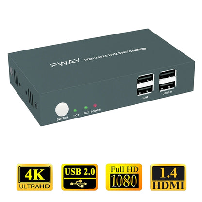 PWAY PW-S7201H 2 In 1 Out HDMI KVM Switch 4K HD Video Screen Cutter - Switch by PWAY | Online Shopping UK | buy2fix