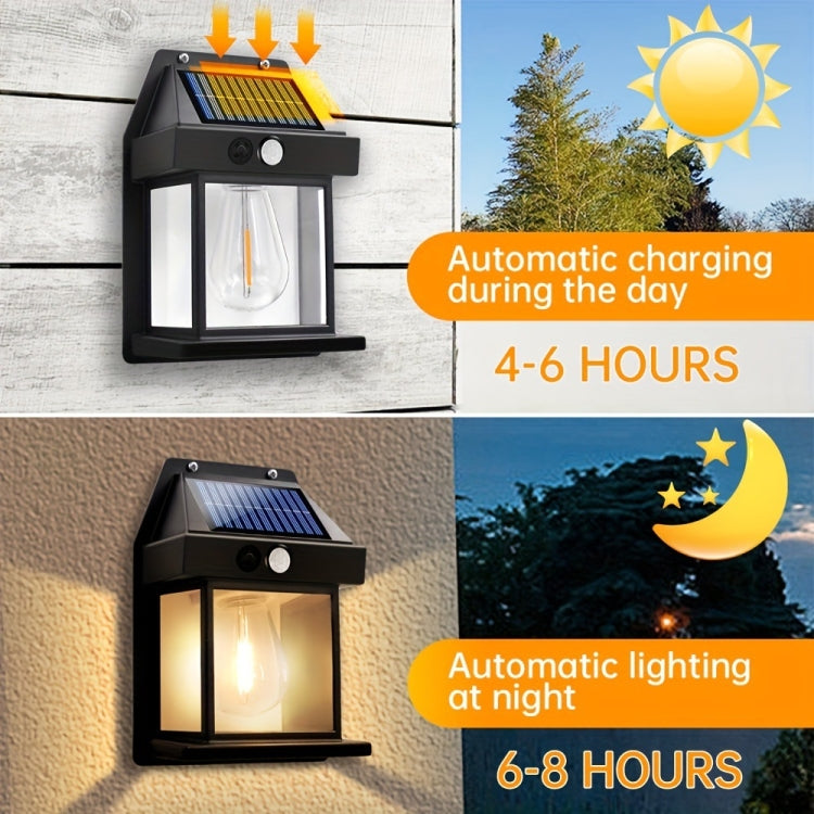 Solar Outdoor Tungsten Wall Light 3 Modes Body Sensing Waterproof Garden Villa Night Light, Spec: Large white - Solar Lights by buy2fix | Online Shopping UK | buy2fix