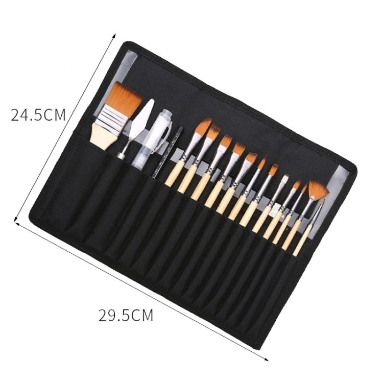 ZHU TING 18pcs /Set Two Color Nylon Bristle Paintbrush Set Painting Watercolor Brushes With Cloth Bag(Black Rod) - Art Supplies by ZHU TING | Online Shopping UK | buy2fix