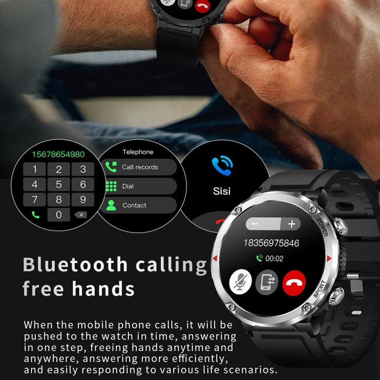 T30 1.6-inch Outdoor Sports Waterproof Smart Music Bluetooth Call Watch, Color: Black Net+Silicone - Smart Watches by buy2fix | Online Shopping UK | buy2fix