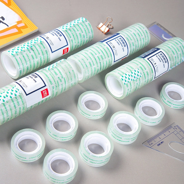 12 Rolls Width 1.2cm x Length 12.8m Deli Small High Viscosity Office Transparent Tape Student Stationery Tape - Tape & Solid glue by Deli | Online Shopping UK | buy2fix