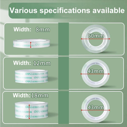 8 Rolls Wide 1.8cm x Length 27.3m Deli Small High Viscosity Office Transparent Tape Student Stationery Tape - Tape & Solid glue by Deli | Online Shopping UK | buy2fix