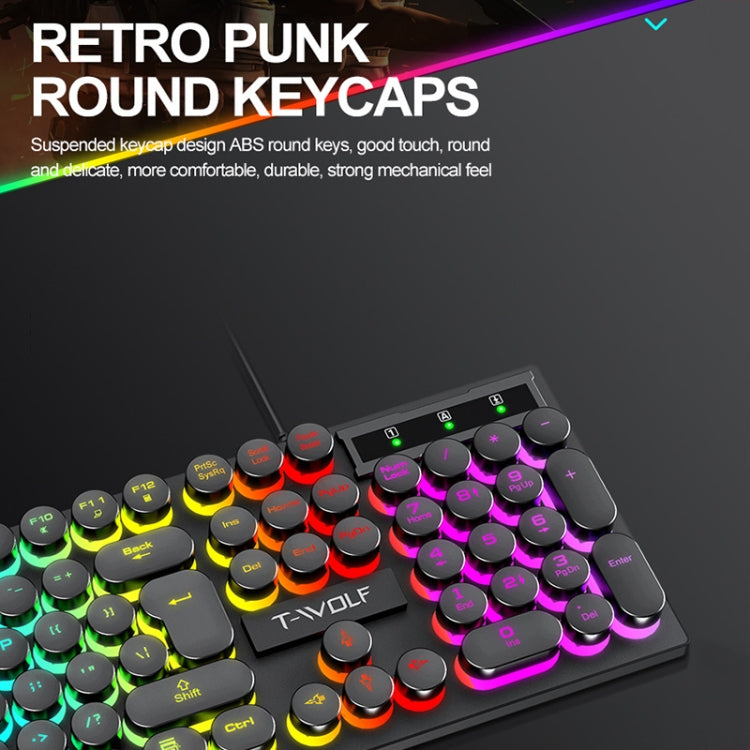 T-WOLF T80 104-Keys RGB Illuminated Office Game Wired Punk Retro Keyboard, Color: Pink - Wired Keyboard by T-WOLF | Online Shopping UK | buy2fix