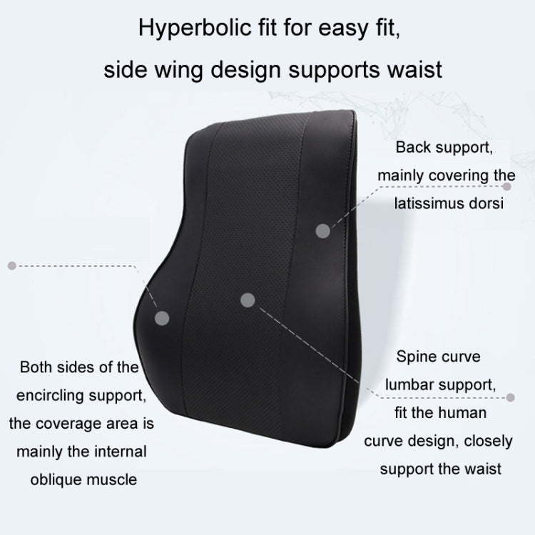 Leather Memory Foam All Season Car Seat Neck Support Cushion Headrest+Waist Pad(Black) - Seat Accessories by buy2fix | Online Shopping UK | buy2fix