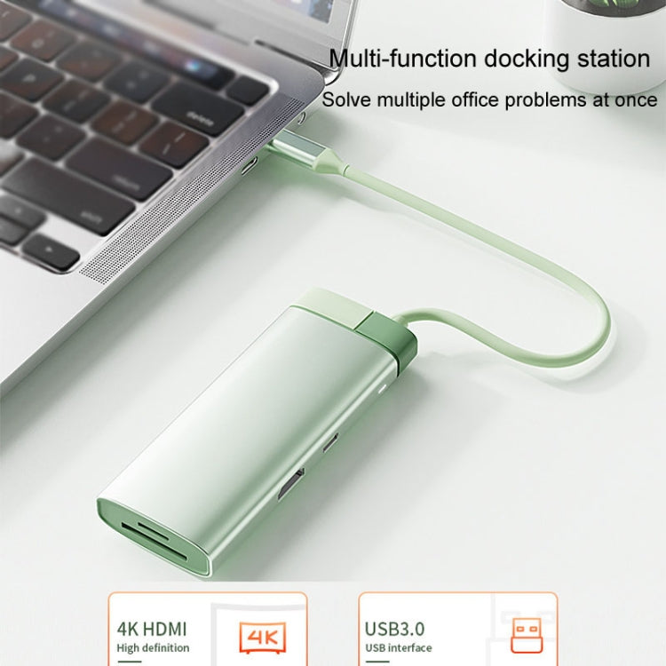 BS7A 7 In 1 Type-C Docking Station Multi-Function USB Hub Docking Station Converter(Green) - USB HUB by buy2fix | Online Shopping UK | buy2fix