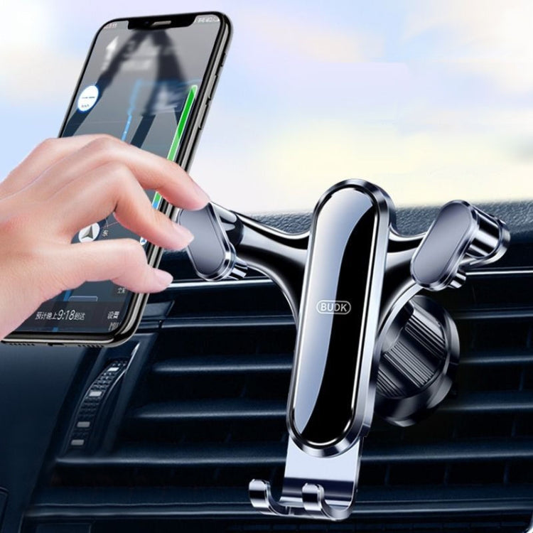 BUDK Triangle Gravity Sensor Car Phone Bracket Car Air Vent Navigation Holder, Model: Adhesive Model - Car Holders by BUDK | Online Shopping UK | buy2fix