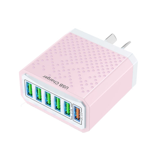 6-Ports Multifunctional Quick Charging USB Travel Charger Power Adapter, Model: Pink AU Plug - USB Charger by buy2fix | Online Shopping UK | buy2fix