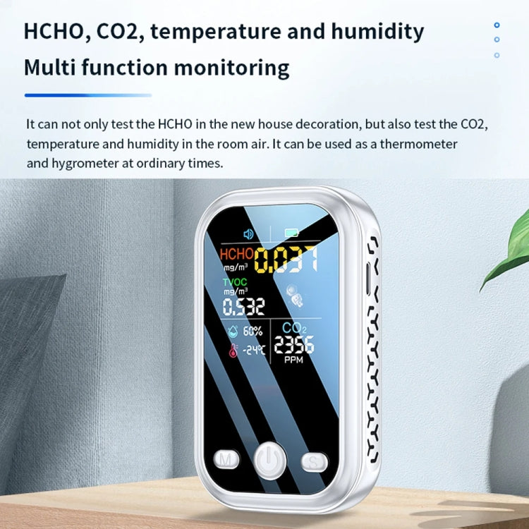 5 In 1  Air Quality Monitor TVOC HCHO CO2 Detector Temperature Humidity Tester(White) - Air & Water Quality Tester by buy2fix | Online Shopping UK | buy2fix