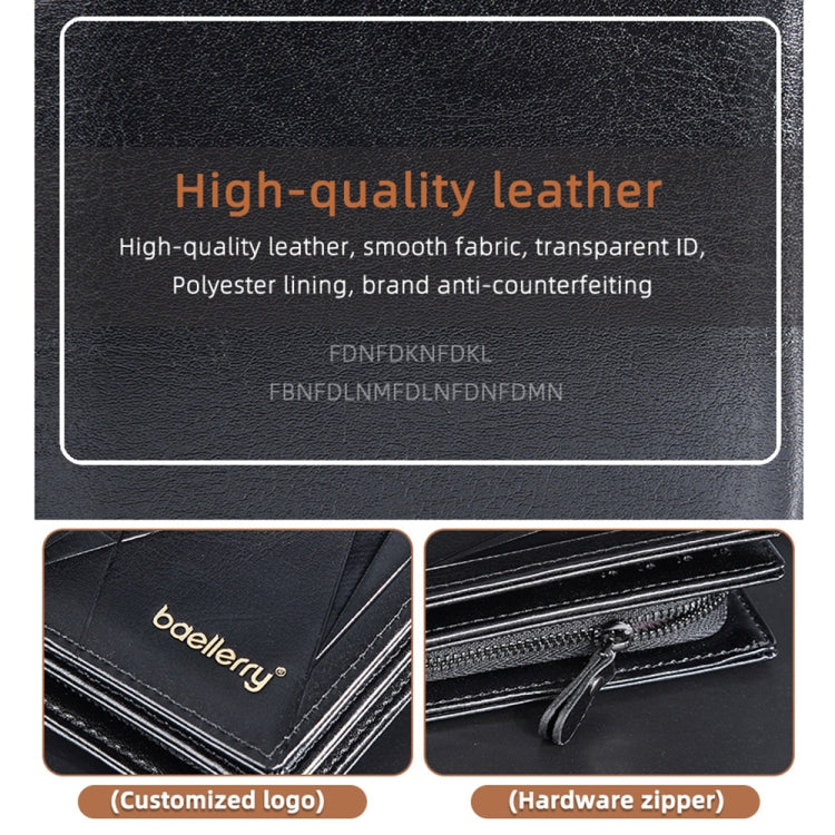 Baellerry D3213 Retro Leather Short Wallet Multi-card Slot Zipper Card Holder(Black) - Wallets by Baellerry | Online Shopping UK | buy2fix