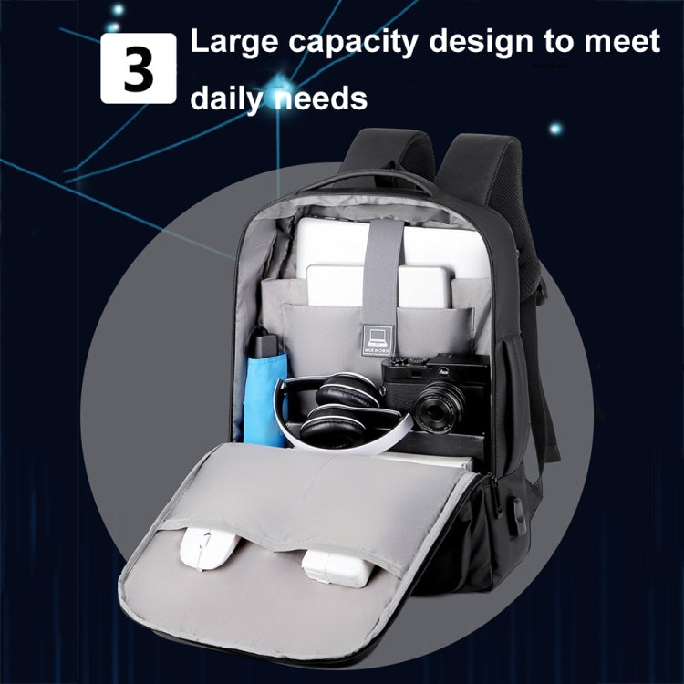 Expandable Business Waterproof Laptop Backpack With USB Port(Black) - Backpack by buy2fix | Online Shopping UK | buy2fix