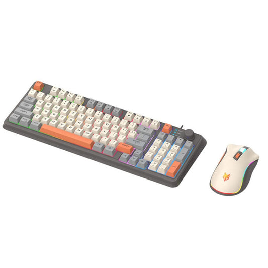 XUNSVFOX K820 Wired Gaming Mechanical Feeling 94 Keys Keyboard And Mouse Set(Shimmer) - Wired Keyboard by XUNSVFOX | Online Shopping UK | buy2fix