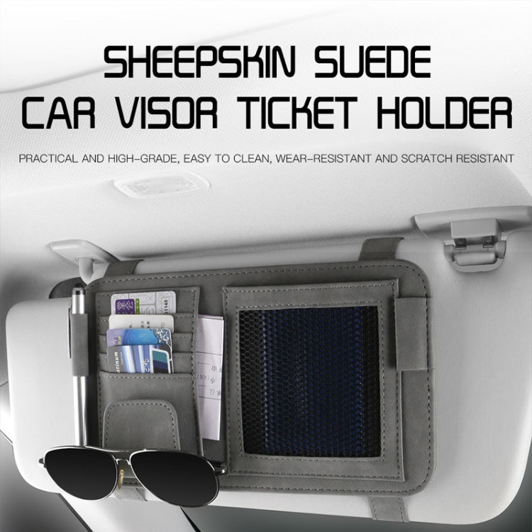 Car Sun Visor Bill Holder Glasses Clip Storage Bag(Grey) - Sunglasses & Glasses Clips by buy2fix | Online Shopping UK | buy2fix