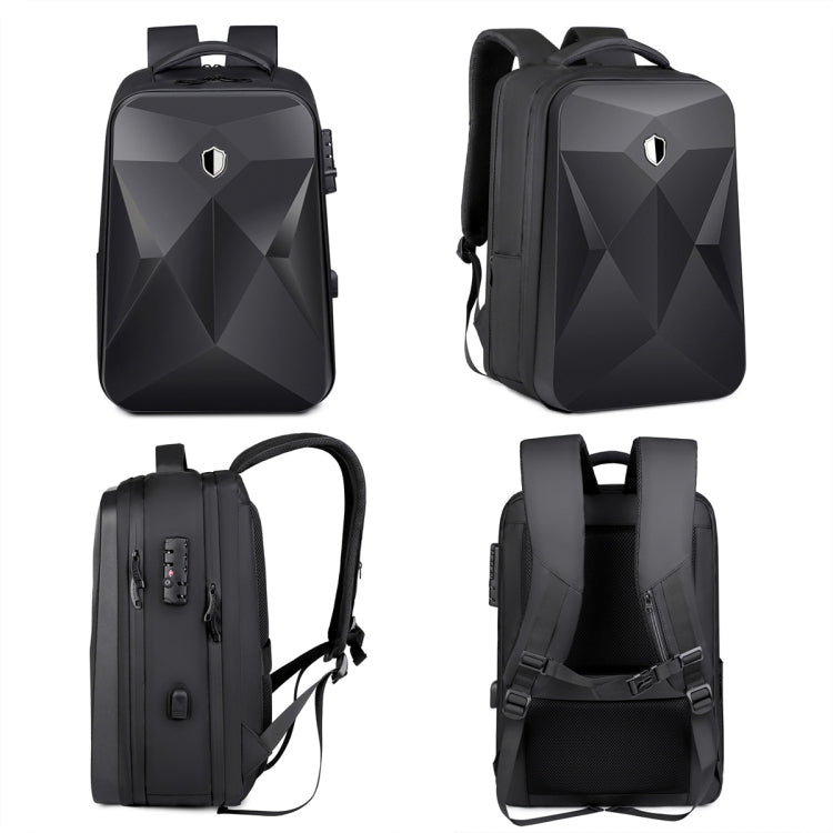 17 inch Password Lock Large Capacity Waterproof Laptop Backpack with USB Port(Black) - Backpack by buy2fix | Online Shopping UK | buy2fix