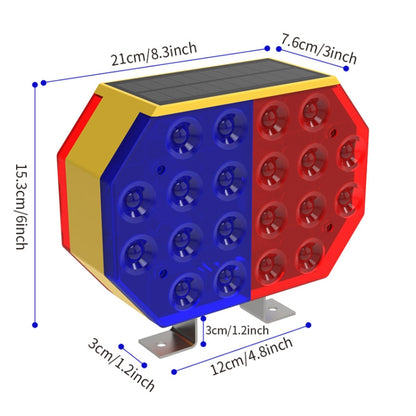 C1A Solar Powered Double Sided LED Barricade Light Traffic Signal Red And Blue Strobe Road Warning Lights - Warning Lights by buy2fix | Online Shopping UK | buy2fix