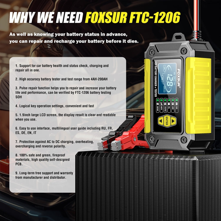 FOXSUR Cars Motorcycles 12V Lithium Cattery Charger With Battery Detection(US Plug) - Battery Charger by FOXSUR | Online Shopping UK | buy2fix