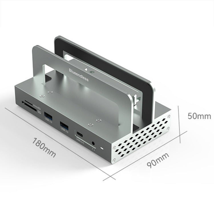 11-in-1 with LAN Blueendless 4K/60Hz Type-C Laptop Vertical Stand HUB Docking Station - Laptop Stand by Blueendless | Online Shopping UK | buy2fix