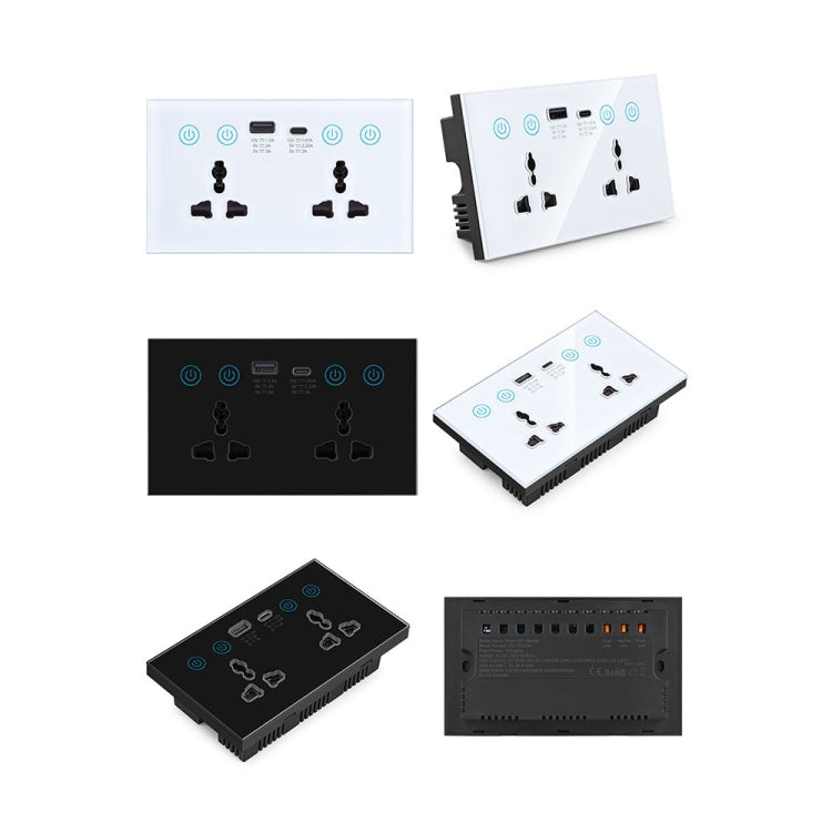 Graffiti Smart Socket With Switch USB+Type-C Dual Port Remote Control Socket, UK Plug, Style: ZigBee Black - Smart Socket by buy2fix | Online Shopping UK | buy2fix