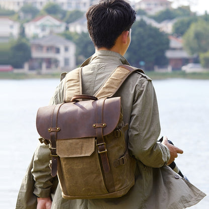 Vintage Camera Bag Waterproof  Canvas Backpack with Laptop Compartment Tripod Holder(Dark Gray) - Backpack by buy2fix | Online Shopping UK | buy2fix