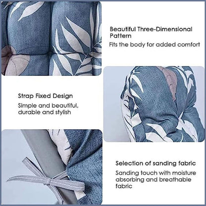 170 x 53 x 8cm Thickened Printed Hooded Strap Home Patio Lounger Mat(Gray Leaf) - Cushions & Pillows by buy2fix | Online Shopping UK | buy2fix