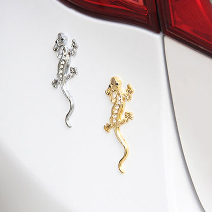 Zinc Alloy Rhinestone Gecko Metal 3D Car Sticker(Gold) - 3D Metal Sticker by buy2fix | Online Shopping UK | buy2fix