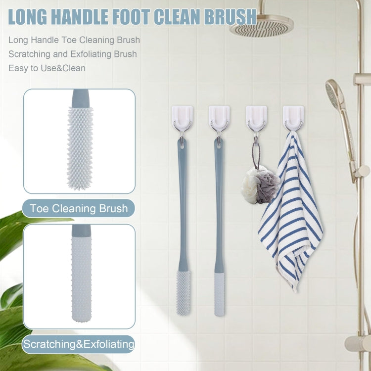 Foot Washing Brush Dry and Wet Toe Cleaning and Anti-Itch Brush, Style: Long Bristle(Lake Blue Gray) - Bath Brushes & Sponges by buy2fix | Online Shopping UK | buy2fix