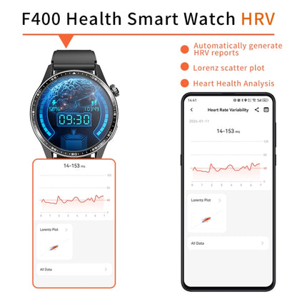 F400  1.55 Inch Screen Smart Watch Support ECG/ Blood Oxygen / Blood Sugar / 150+ Sports Mode, Color: Black Gray Silicone - Smart Watches by buy2fix | Online Shopping UK | buy2fix