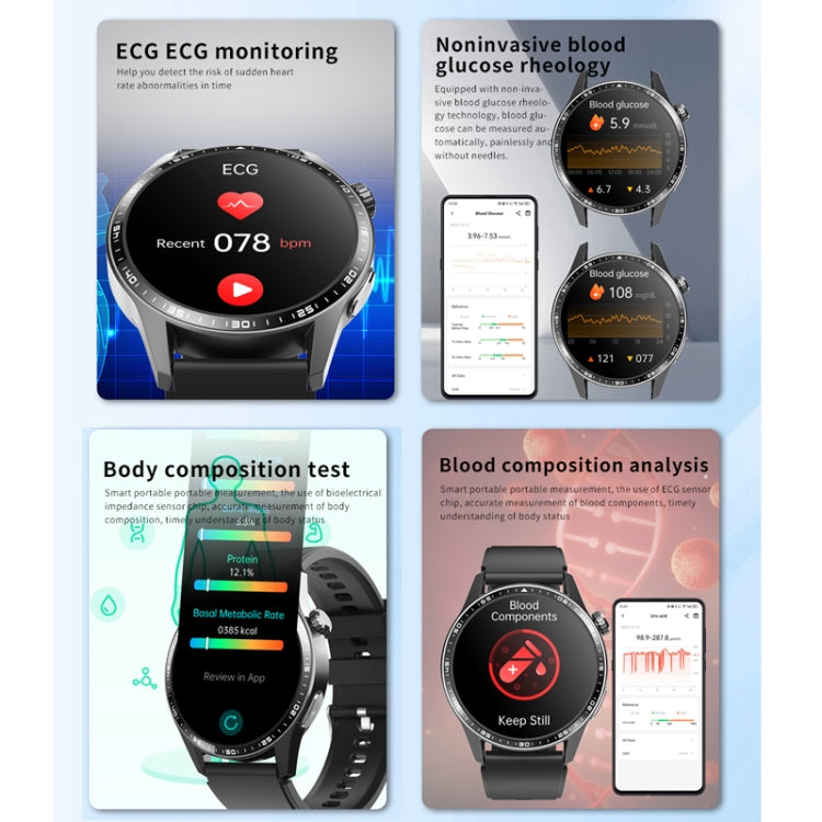 F400  1.55 Inch Screen Smart Watch Support ECG/ Blood Oxygen / Blood Sugar / 150+ Sports Mode, Color: Black Milan - Smart Watches by buy2fix | Online Shopping UK | buy2fix