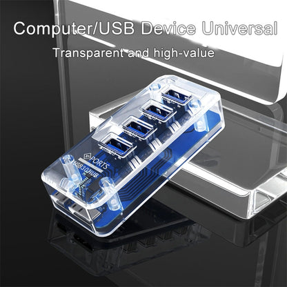 4 x USB 3.0 HUB 5Gbps Transparent Docking Station USB Adapter Splitter(Rectangle) - USB HUB by buy2fix | Online Shopping UK | buy2fix