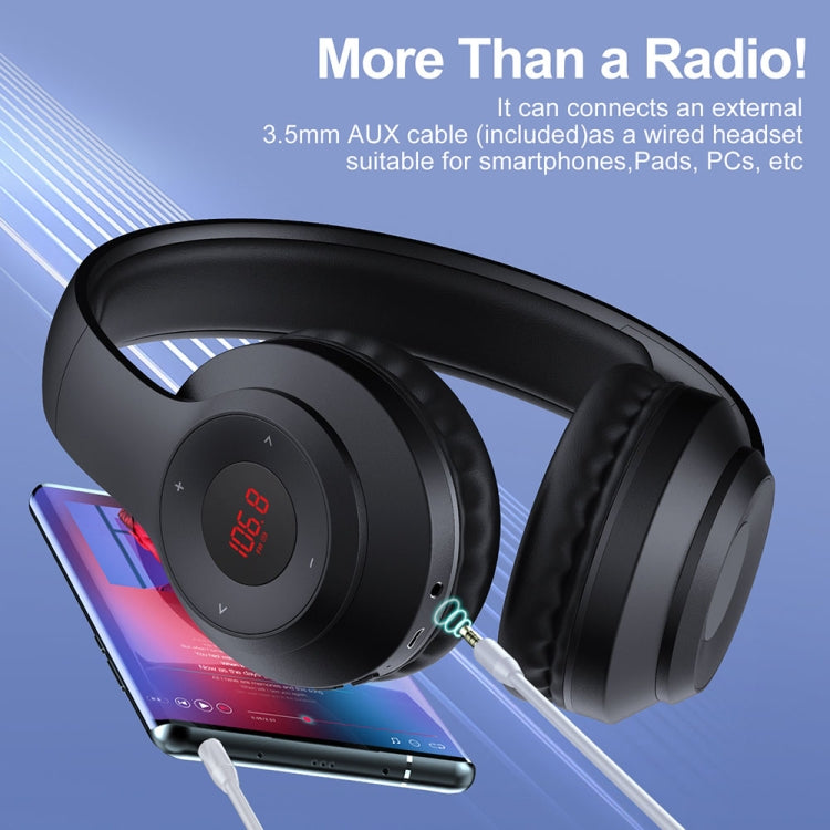 X5 Portable Digital Display Folding Headset FM Radio Headphones, Color: Charging White - Radio Player by buy2fix | Online Shopping UK | buy2fix