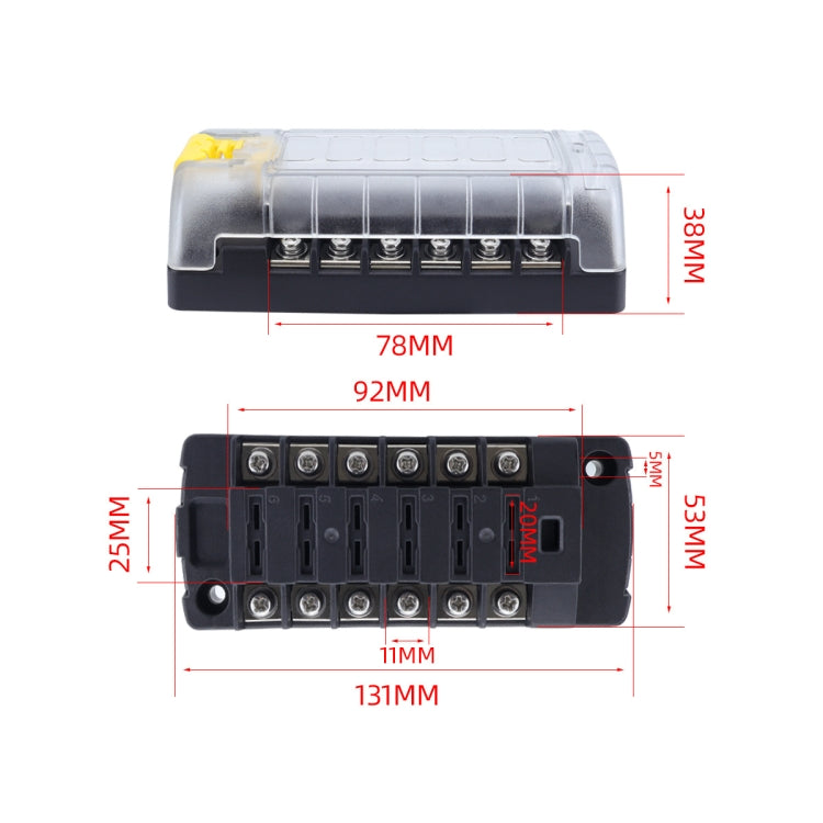 6-Way Plug-In Insulated Cover Fuse Box For Cars Yachts, Set: Enhanced Version B - Fuse by buy2fix | Online Shopping UK | buy2fix