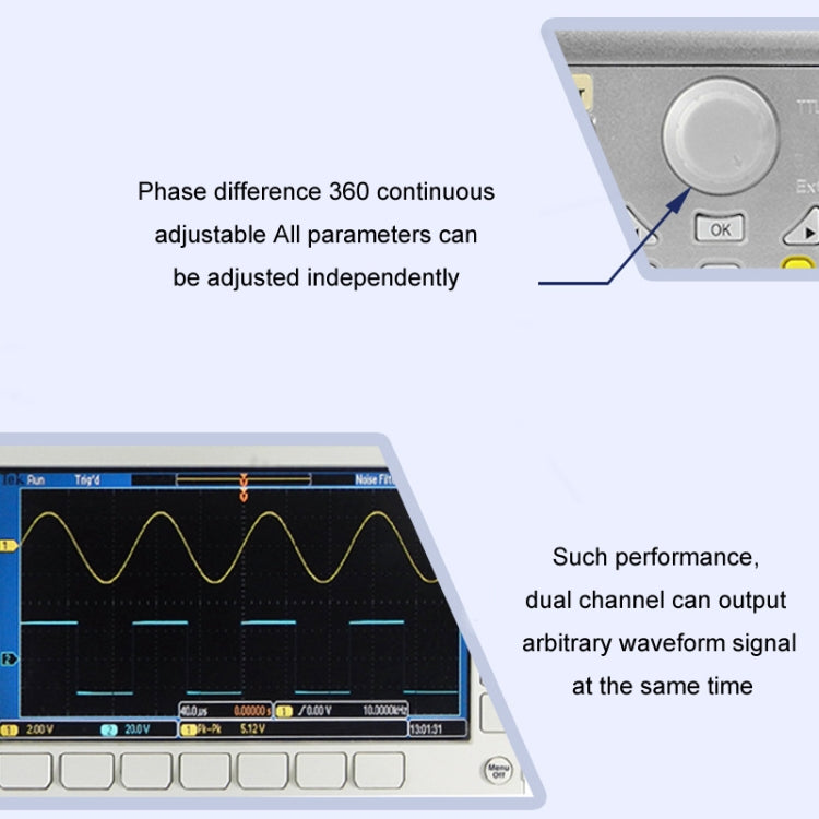 JUNTEK Programmable Dual-Channel DDS Function Arbitrary Waveform Signal Generator, Frequency: 60MHz(US Plug) - Other Tester Tool by buy2fix | Online Shopping UK | buy2fix